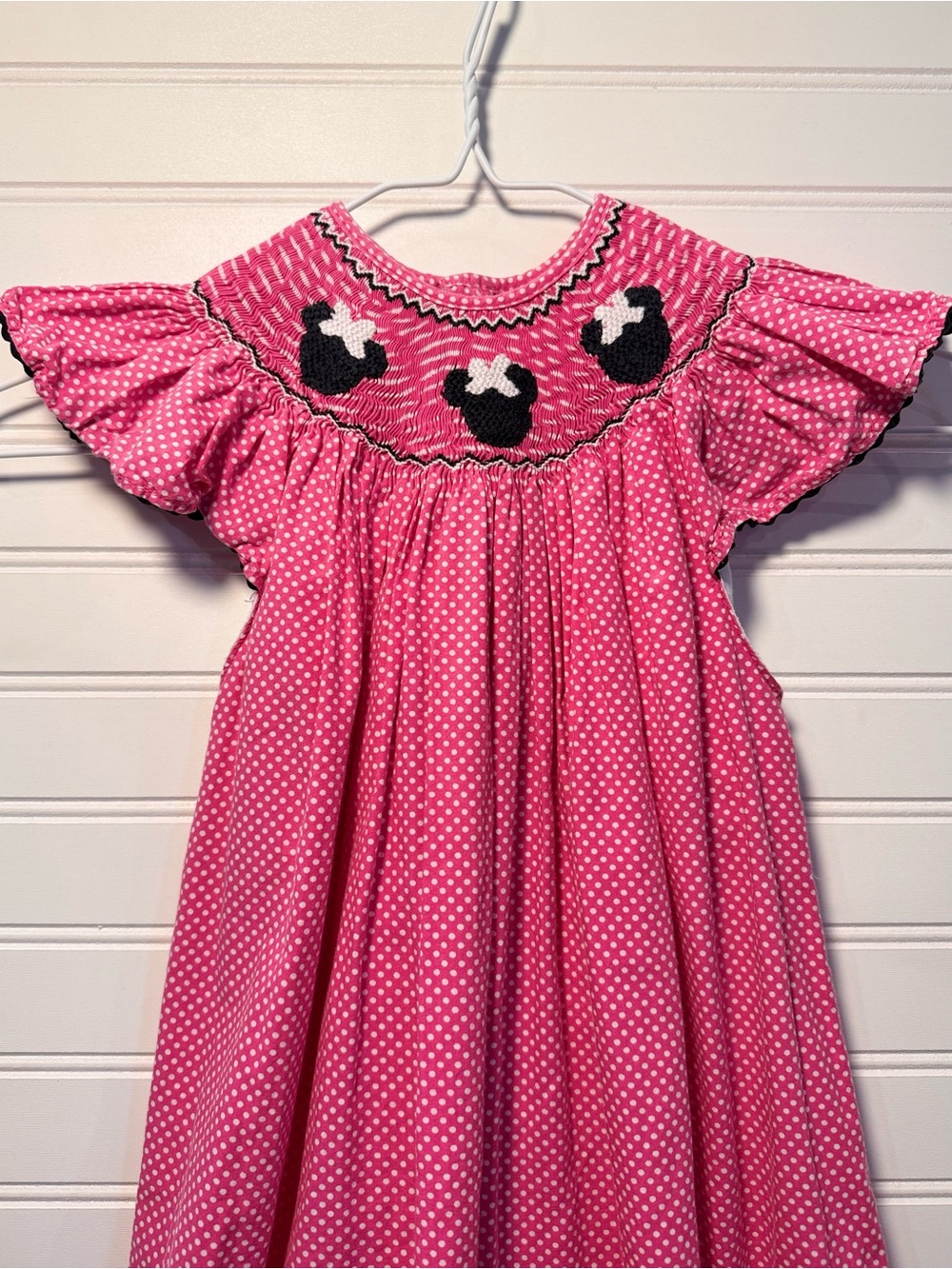 Disney Pleats and Stitches Boutique Smocked Pink Minnie Mouse Dress Girls 5T